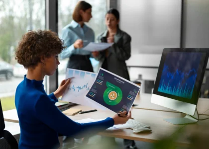 people office analyzing checking finance graphs 2